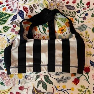 Lululemon Athletica Black and White Striped Sports Bra